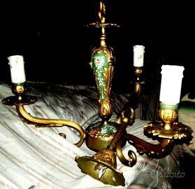 Lampadario liberty in bronzo dipinto