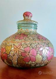 VASO IN VETRO DECORO FLOREALE 