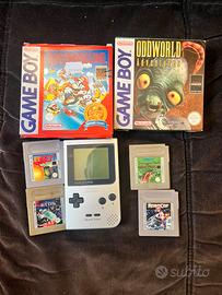 Game boy pocket grigio metallico e lotto giochi
