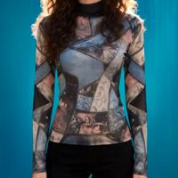 Top Vintage Trasparente a Maniche Lunghe Donna