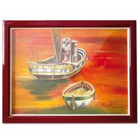 M. CLEMENTE - 2 Barche Pesca Ormeggiate - Quadro