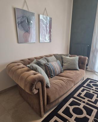 Set Busnelli: divano + 2 poltrone velluto nocciola