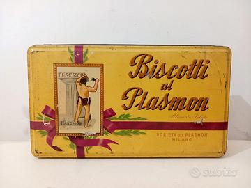 Scatola  latta pubblicitaria Biscotti Plasmon an