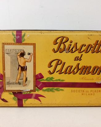 Scatola  latta pubblicitaria Biscotti Plasmon an