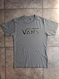 T-shirt Vans grigia con logo camouflage/scacchi, t