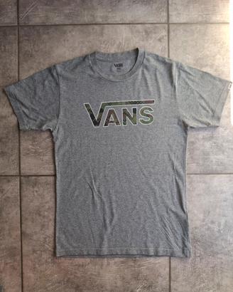 T-shirt Vans grigia con logo camouflage/scacchi, t