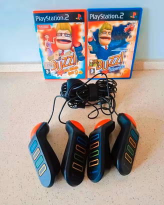 Buzz PS2 con 4 controller e 2 giochi