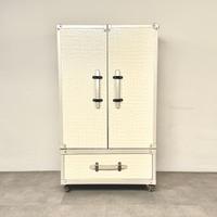 Carrello mobile bar in simil pelle bianco perla