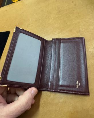 Portafoglio Cartier originale in pelle bordeaux