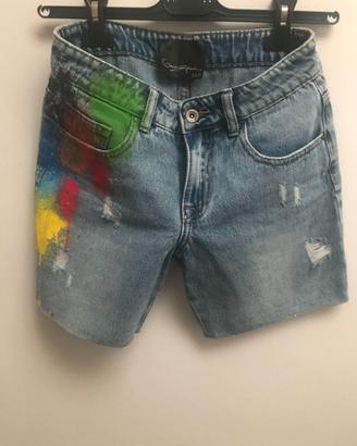 Jeans corto dipinto a mano tg XXS NUOVI