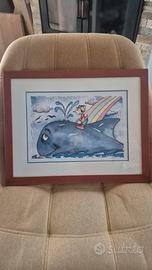 Quadro Pinocchio e Balena con aut. orig.Don Backy