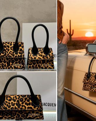 Borsa jacquemus con stampa leopardata