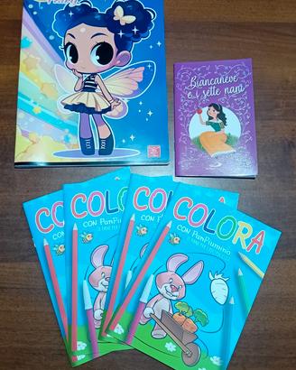 Set libro fiaba Biancaneve e quaderni da colorare