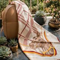 Foulard Vintage Gim Renoir - Motivo Equestre Beige