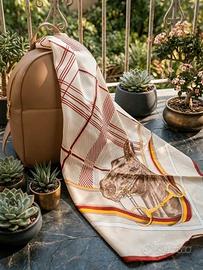 Foulard Vintage Gim Renoir - Motivo Equestre Beige