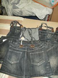 5 pz salopette jeans gonna bimba ragazza abbigliam