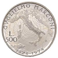 500 lire argento Guglielmo Marconi FDC 1974