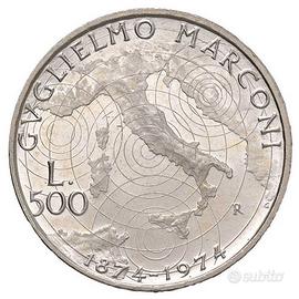 500 lire argento Guglielmo Marconi FDC 1974