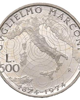 500 lire argento Guglielmo Marconi FDC 1974