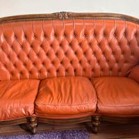 Divano in pelle - modello Chester, colore cognac