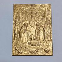 Placchetta bronzo dorato natività Enrico Manfrini