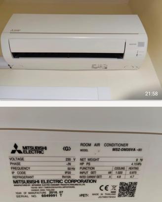 Condizionatore Mitsubishi con Split e telecoma