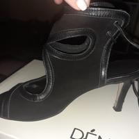 sandalo spuntato nero in camoscio