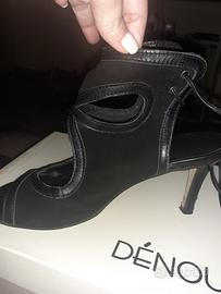 sandalo spuntato nero in camoscio