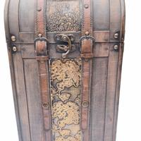 Bauletto Porta Bottiglie Vintage in Legno e Cuoio 