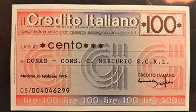 Italia-Mini assegno 100 Lire (26/02/1976)