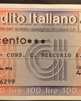 Italia-Mini assegno 100 Lire (26/02/1976)