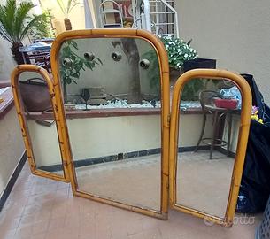 specchio vintage in bamboo