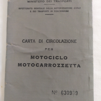 Carta di circolazione Ducati del 1960
