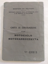 Carta di circolazione Ducati del 1960