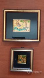 Coppia di Quadretti Vintage Daniel  Serigrafia oro