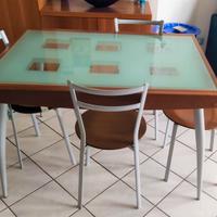 Tavolo Calligaris, cristallo allungabile,  sedie