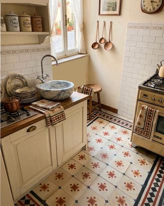 Graniglie per cucina vintage, cementine cucina
