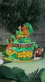Torta scenografica 3 piani Re Leone Simba