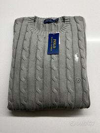 Maglione Ralph Lauren grigio a trecce nuovo donna
