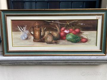 Quadro: Natura morta di Prisco. Olio su tela 25x80