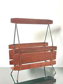 Portariviste Vintage in Legno e Metallo Anni 60