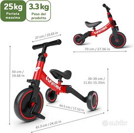 Besrey Triciclo 5 in 1 per Bambini Rosso