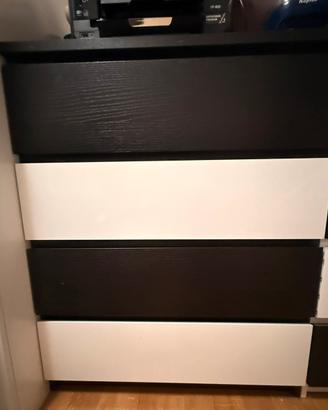 Cassettiera bianco/marrone scuro a 4 cassetti