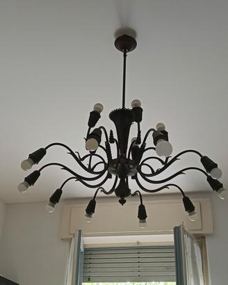 Lampadario vintage ottone a 10 luci anni 60-70