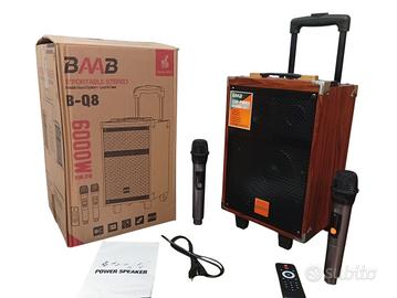 Cassa bluetooth portatile karaoke 6000 watt pmpo 