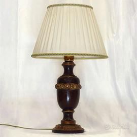 Lampada da tavolo vintage italiana in legno