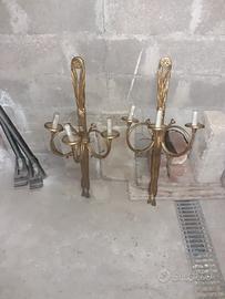 coppia applique antiche in bronzo a 3 luci 