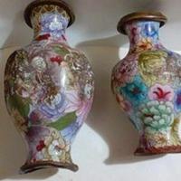 2 Vasi antichi cinesi cloisonne deformati 