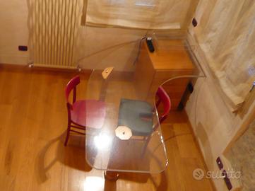 Tavolo scrivania plexiglas e legno
