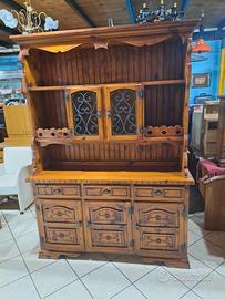 credenza, tavolo e 6 sedie in legno massello